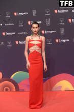Milena Smit Sexy Seen Braless Showing Off Her Small Tits In A Red Dress At The Feroz Awards In