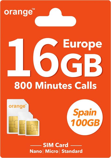 Orange Europe Prepaid Sim Card 16gb Internet Data In 4g