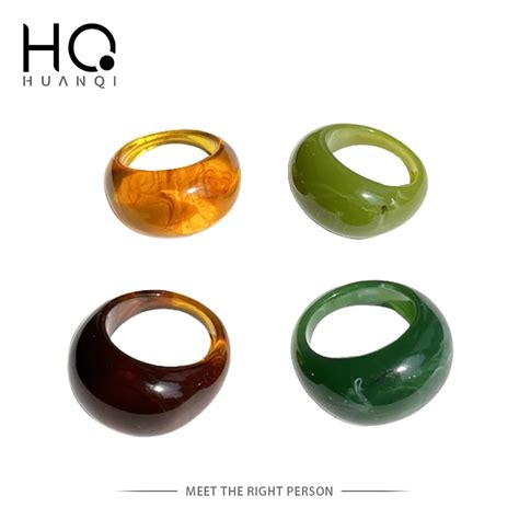 Huanqi Anillo Acr Lico Irregular Para Mujer Y Ni A Joyer A Colorida