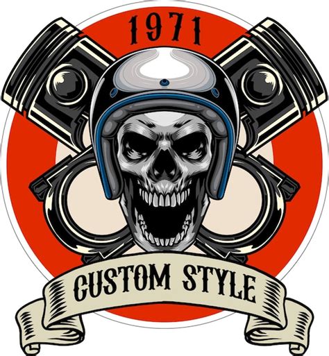 Premium Vector Vector Illustration Of Skull Wearing Helmet And Two