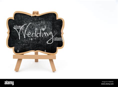 Wooden Easel Mini Blackboard With Faded Chalk Surface And Text Wedding