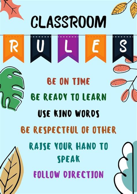 Page 2 Free Custom Printable Classroom Rules Poster Templates Canva