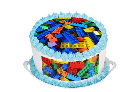 Lego Bricks Edible 75 Inch Round Cake Topper By Caketopperdecor