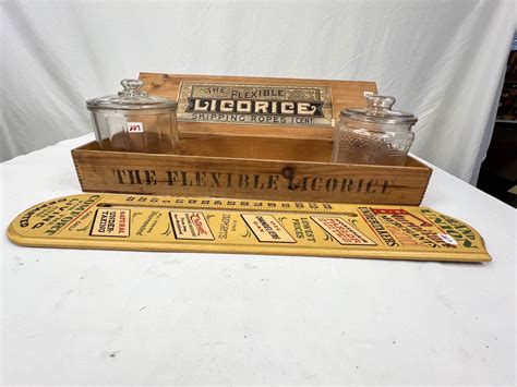 At Auction Antique Licorice Jump Ropes Thermometer And 2 Cigar Humidors