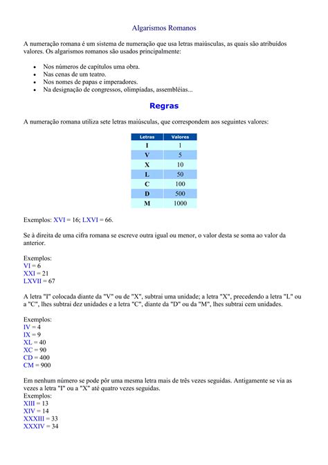 Mat Algarismos Romanos Pdf