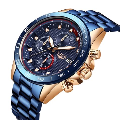 Мъжки часовник Lige Watch, Японски механизъм, Стоманен, Бизнес ...