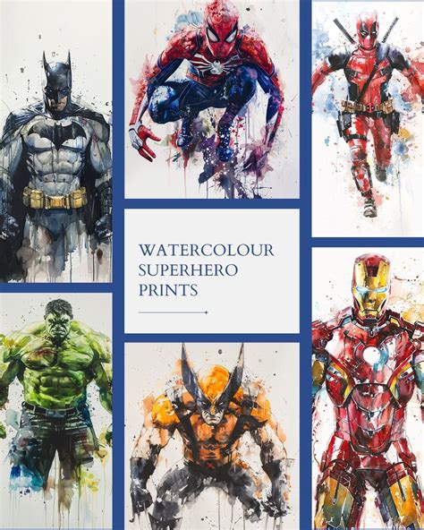 Superhero Comics Set Of 6 Batman Poster Hulk Spiderman Wolverine