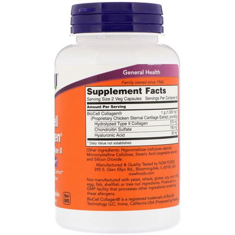 Now Foods, BioCell Collagen, Hydrolyzed Type II, 120 Veg Capsules - iHerb