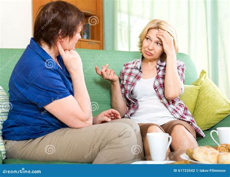 Mature Woman Talking With Her Friend Stock Photo Image Of Nervous Office 61723542
