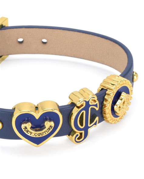 Juicy couture Iconic Leather Slider Bracelet in Blue | Lyst