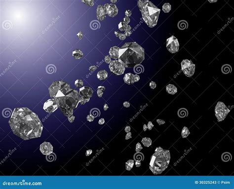 Falling Diamonds Pattern Background With Realistic D Transparent Gems