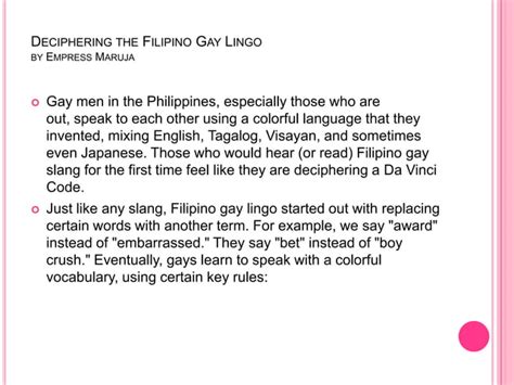 Understanding Filipino Gay Lingo PPTX