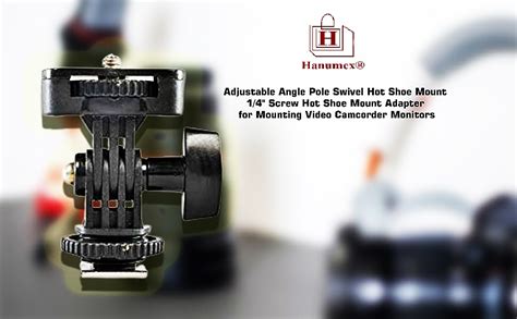 Hanumex Adjustable Angle Pole Swivel Hot Shoe Mount Screw Hot Shoe Mount Adapter For
