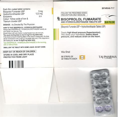 Bisoprolol Fumarate Hydrochlorothiazide 5mg 125mg Film Coated Tablets