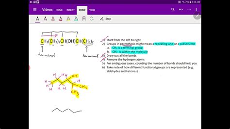 Drawing Skeletal Structure From Condensed Structural Formula Youtube