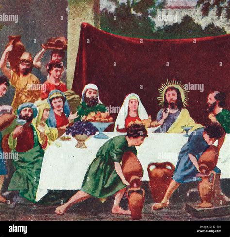 The Wedding At Cana Jesus And Our Lady At The Wedding Feast Stock