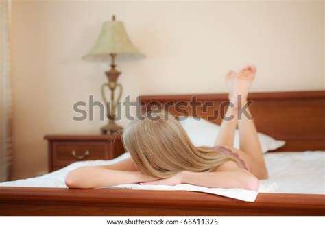 Beautiful Naked Blonde Bed White Sheets Stock Photo 65611375 Shutterstock