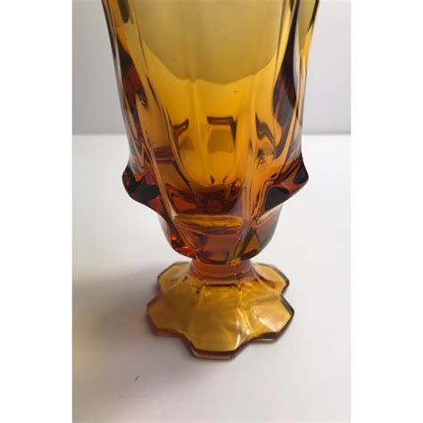 Mid Century Modern Amber Viking Glass Footed Vase Chairish