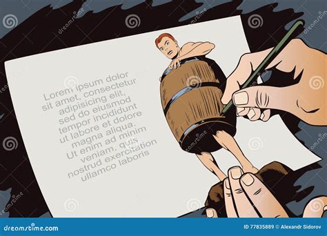 Naked Man Inside A Barrel Ruin And Debts Stock Vector Illustration Of Catastrophe Credit