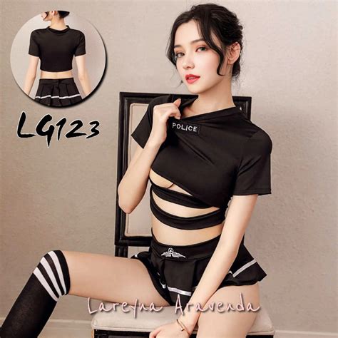Jual Lareyna Aravenda Set Lingerie Rok G String Costume Sexy Black