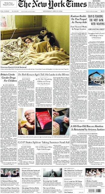 The New York Times International Edition in Print for Thursday, April ...