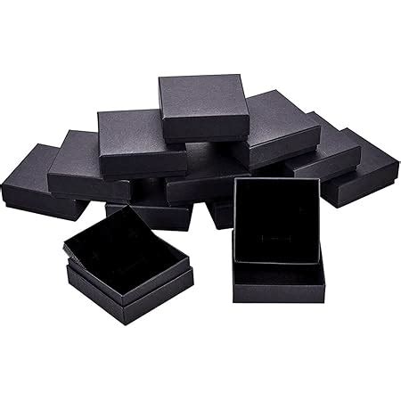 BENECREAT 12 Pack 10x10x3 5cm Black Earrings Necklace Boxes Square