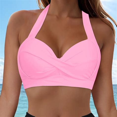Tyghbn Women Swimwear Tops Underwire Full Coverage Bikini Top Push Up Swim Crop Top Tie Back