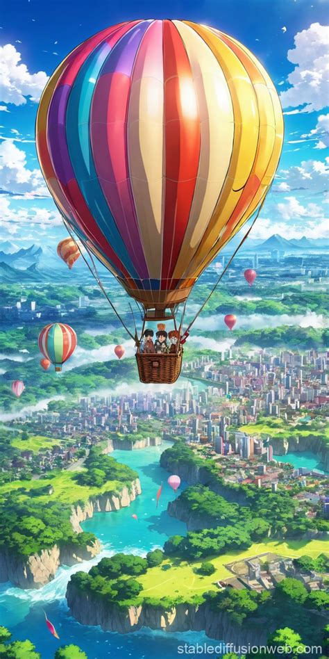 Hot Air Balloon In The Sky Stable Diffusion Online