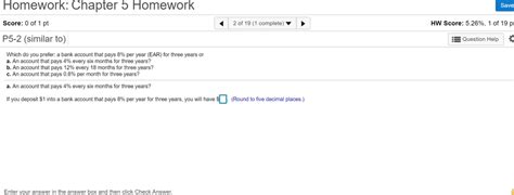Solved Homework: Chapter 5 Homework Save Score: 0 of 1 pt 2 | Chegg.com 