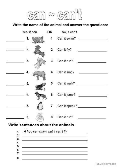 Can And Cant English Esl Worksheets Pdf And Doc