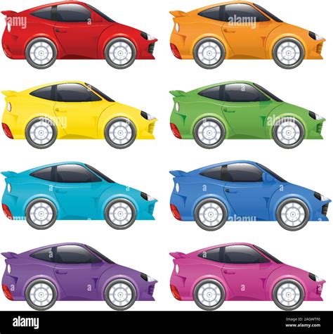 Set Of Racing Cars In Different Colors Illustration Stock Vector Image