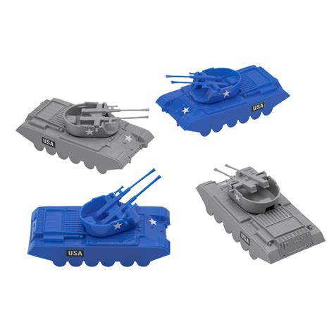 BMC Classic Anti-Aircraft Tanks Blue Gray Plastic Army Men Vehicles ...