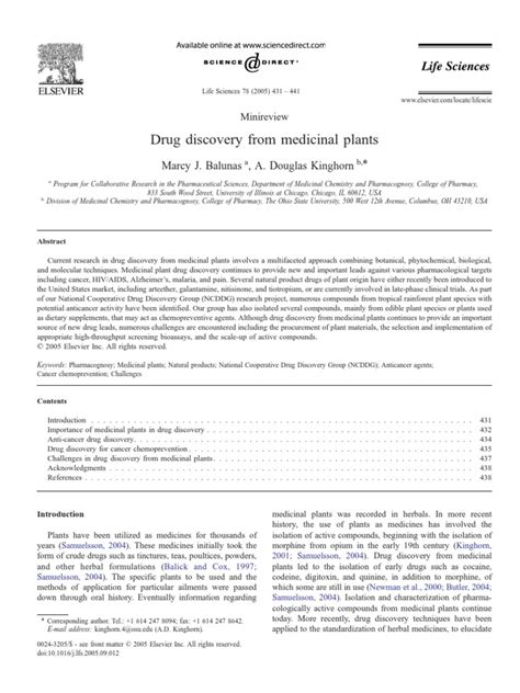 drug discovery  medicinal plants   drug discovery