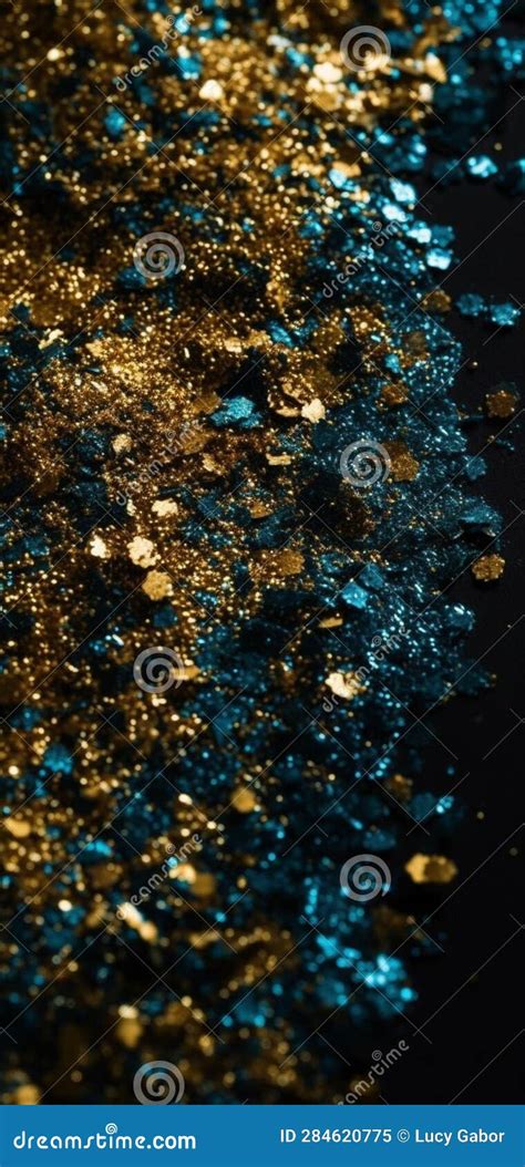 Gold And Azure Glitter Sparkling Background Wallpaper D Effect Stock