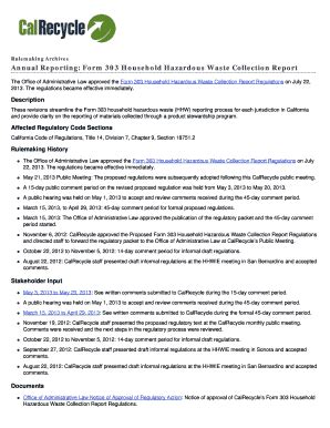 Fillable Online Www2 Calrecycle Ca Form 303 Household Hazardous Waste