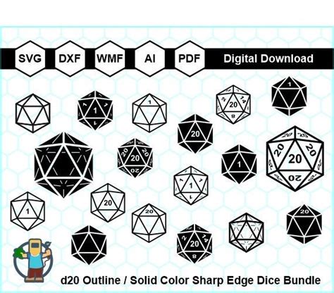 D20 Vector Bundle D20 Svg Polyhedral Dice Svg Cricut Cut Etsy