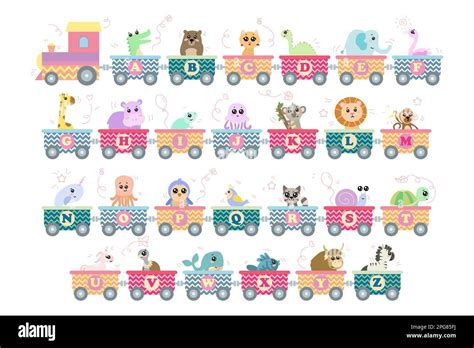 Alphabet Train With Animals Set Stock Vector Image And Art Alamy
