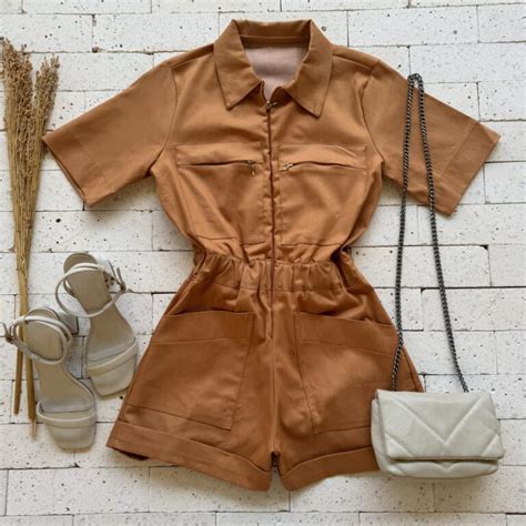 Macaquinho Cotton Golinha E El Stico Na Cintura Luxo Nude Dondoca Moda Feminina