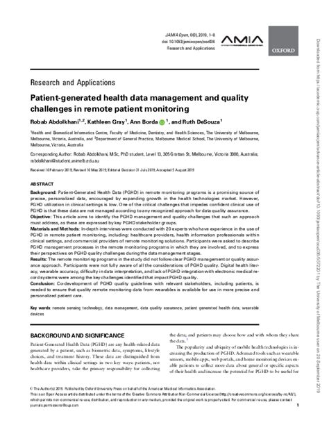 (pdf) patient-generated health data management and quality challenges in remote patient monitoring
