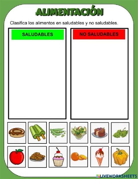 Alimentación Saludable Worksheet For Nivel Inicial Afterschool