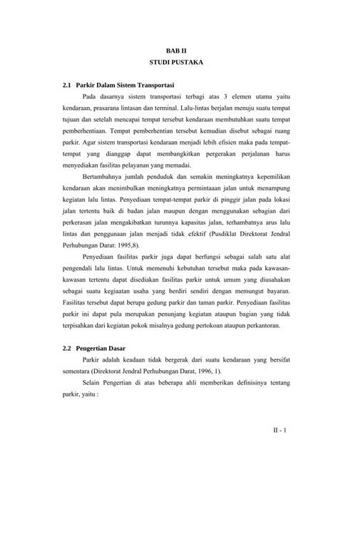 PDF II 1 BAB II STUDI PUSTAKA 2 1 Parkir Dalam Sistem Transportasi