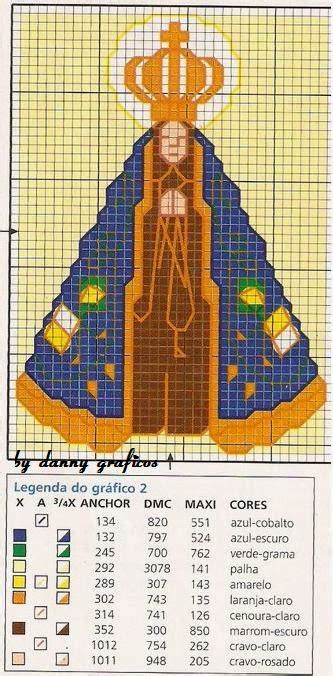 Senhora Aparecida Em Ponto Cruz Para Bordar Quadro Moldura Ponto