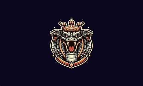Premium Vector Face Cobra Angry Wearing Crown And Shield Vector Logo