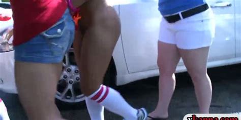 Babes Stripped Naked In The Parking Lot And Making Out Tnaflix