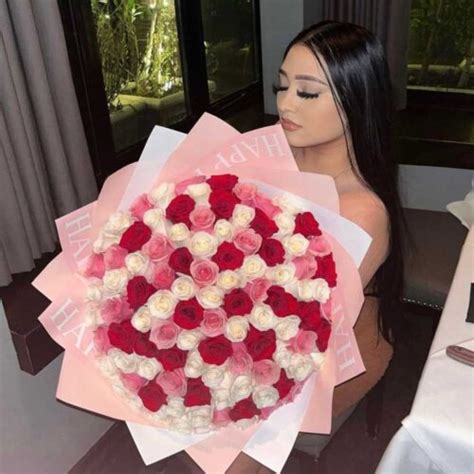 A Luxurious Beautiful Bouquet Of Red Pink White Roses Love