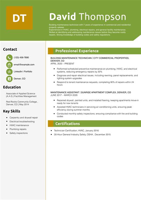 Maintenance Resume Examples And Templates For 2025