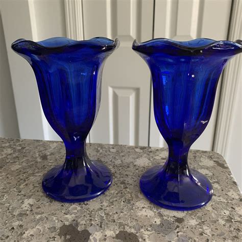 Lot Of 2 Anchor Hocking Cobalt Blue Tulip Sundae Glass Vintage Ebay