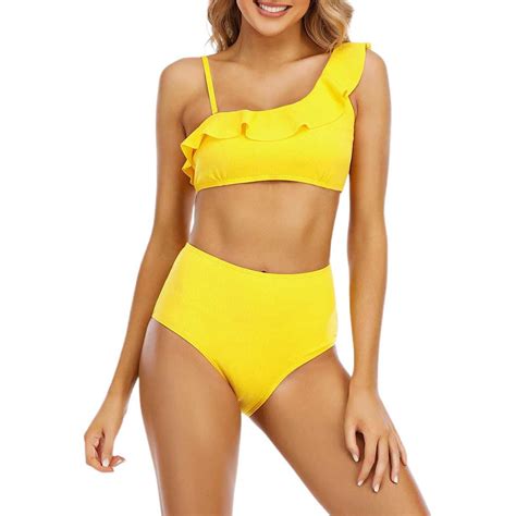 Solid Color Print Split High Waist Pants Suspender Backless Bikini Junior Swimsuit Swimsuit Tops