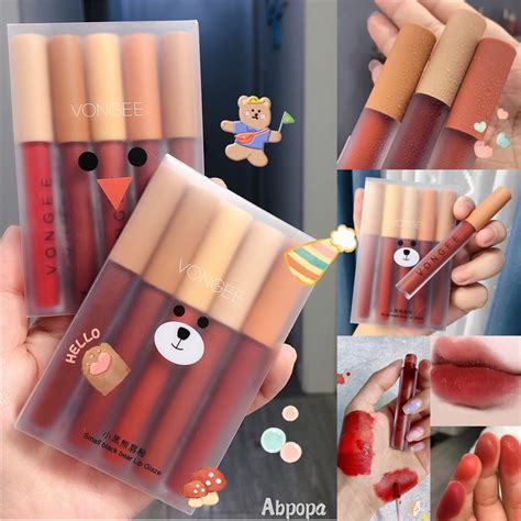 Stock Vongee 5pcs Set Nude Velvety Lipgloss Long Lasting Waterfroof