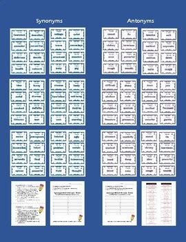 Synonym And Antonym Matching Games By Basics For The Classroom TpT